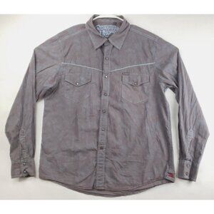 Southern Thread Western Pearl Snap Shirt Men Large Gray Floral Country Button-Up